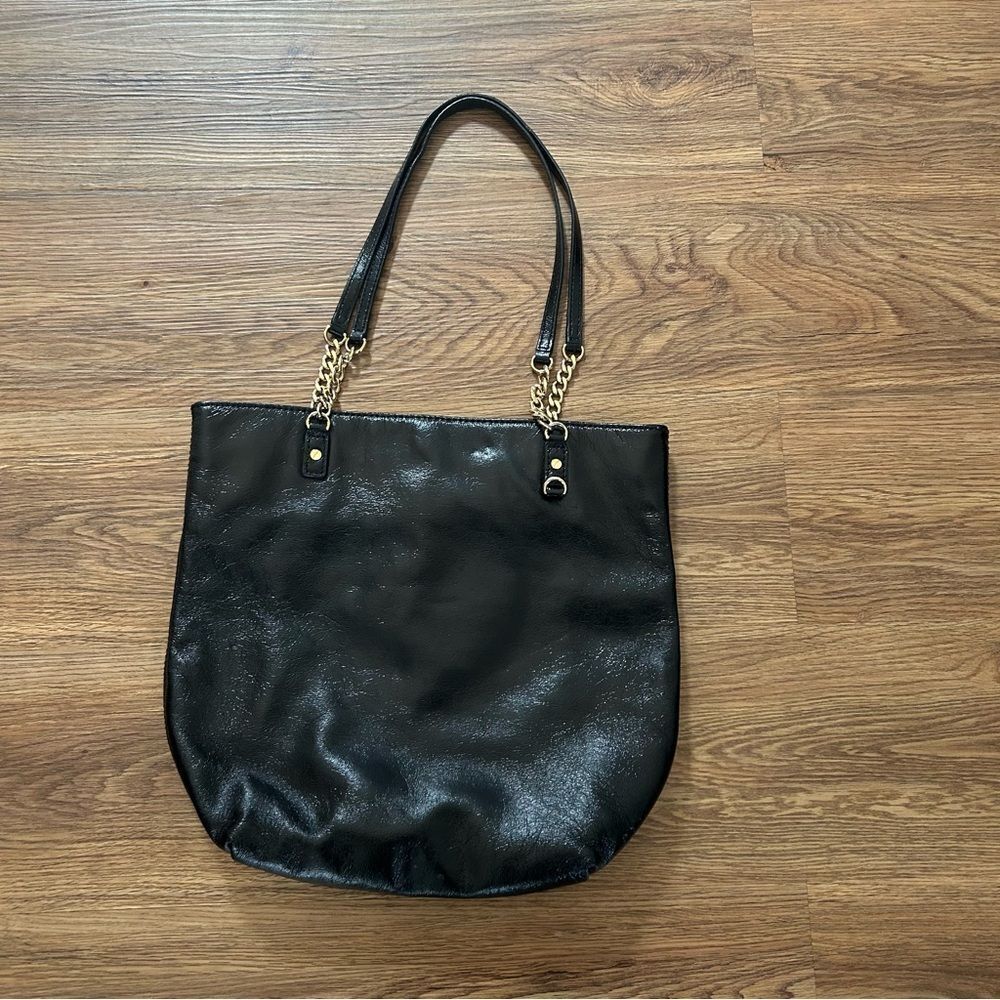 MICHAEL KORS black gold shoulder bag purse tote - Picture 11 of 11